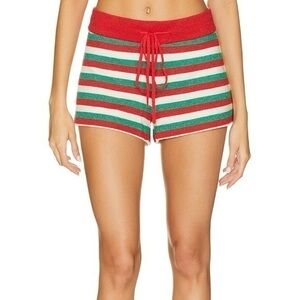 NWOT Beach Riot Ava Balboa Glitter Red Green‎ White Merry Stripe Shorts Small